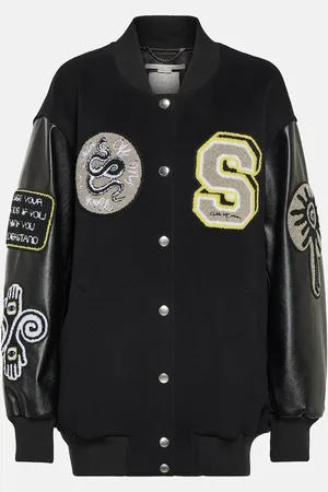 Stella McCartney AppliquÃ© wool varsity jacket