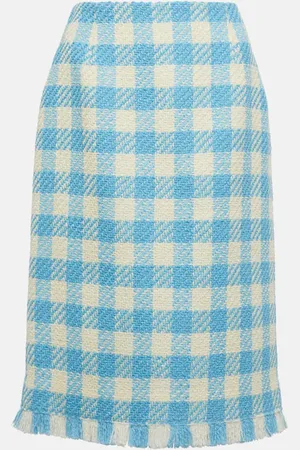 Oscar de la Renta Checked wool midi skirt