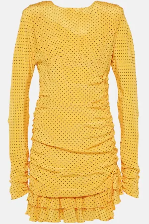 Alessandra Rich Polka-dot ruffled silk minidress
