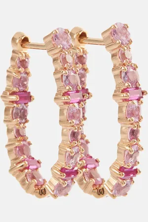 Ileana Makri Rivulet 18kt hoop earrings with sapphires and rubies
