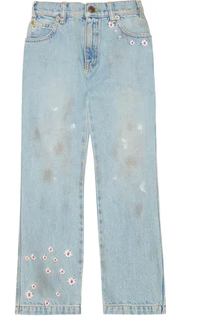 ERL Floral embroidered straight jeans