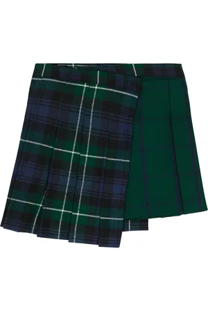 Il gufo Patchwork checked pleated skirt