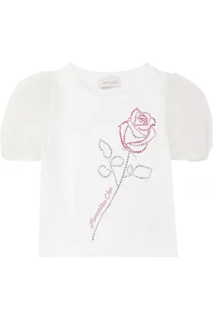 MONNALISA Tulle sleeve cotton T-shirt