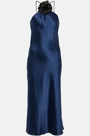 RODARTE Floral-appliquÃ© silk midi dress