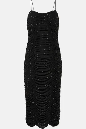 ROTATE Crystal-embellished mesh midi dress