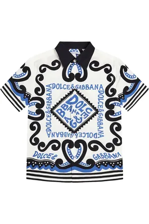 Dolce & Gabbana Logo printed cotton poplin polo shirt