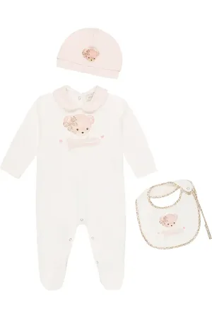 MONNALISA Baby onesie, bib, and beanie set