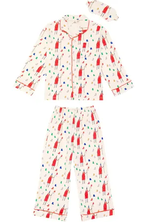 Jelly Mallow Printed cotton pajamas and eye mask set