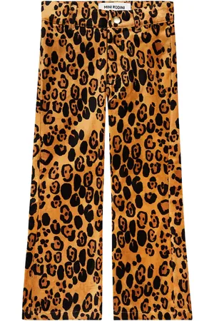 Mini Rodini Leopard cotton velvet flared pants