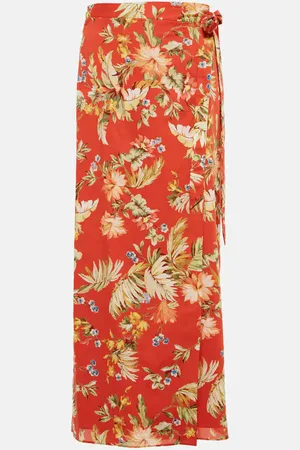 Erdem Vacation Hermia floral cotton wrap maxi skirt