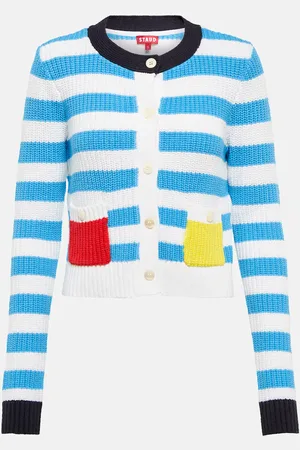 Staud Tide striped cotton-blend cardigan