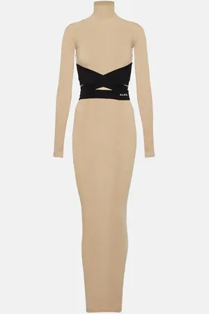 Alaïa AlaÃ¯a Turtleneck jersey maxi dress