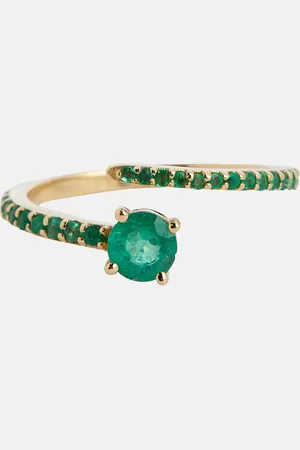 Ileana Makri Grass Seed 18kt yellow ring with emeralds