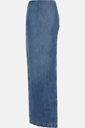 Monot MÃ´not Side-slit denim maxi skirt