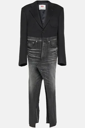 JUNYA WATANABE Denim and wool blend midi dress