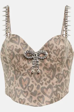 AREA Embellished printed corset top