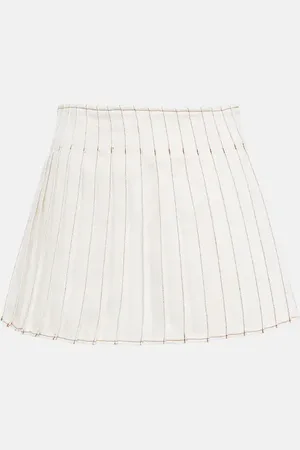Ami Pleated cotton miniskirt