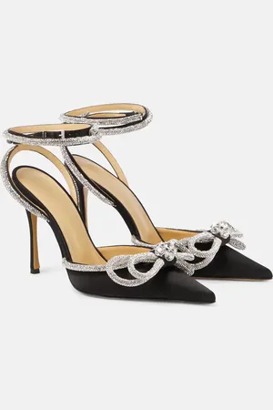 Mach & Mach Double Bow embellished satin pumps