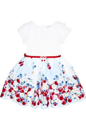 MONNALISA Printed cotton and tulle dress
