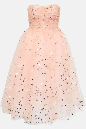 Carolina Herrera Sequined strapless tulle midi dress
