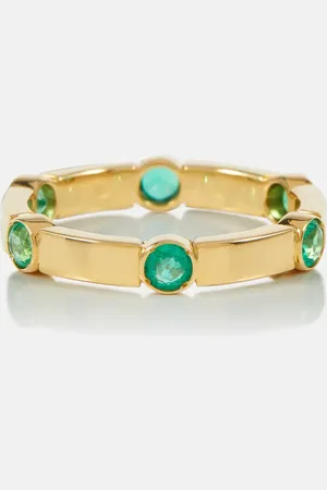 Ileana Makri Stepping Stone 18kt yellow ring with emeralds