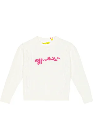 OFF-WHITE Intarsia cable-knit cotton sweater