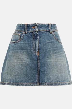 Palm Angels Printed denim miniskirt