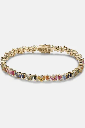 Suzanne Kalan Fireworks 18kt yellow bracelet with diamonds and sapphires