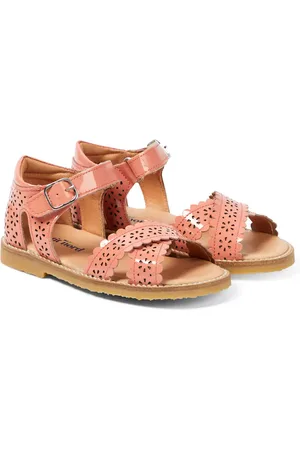 Petit Nord Crossover Scallop Flower patent leather sandals