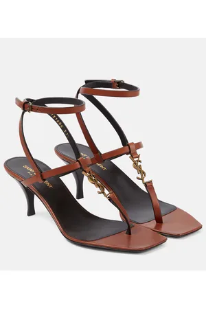 saint laurent cassandra croc embossed leather slingback thong sandals