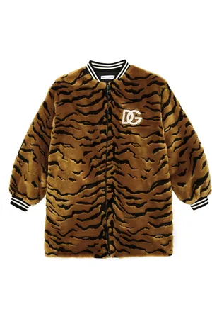 Dolce & Gabbana Faux fur-trimmed coat