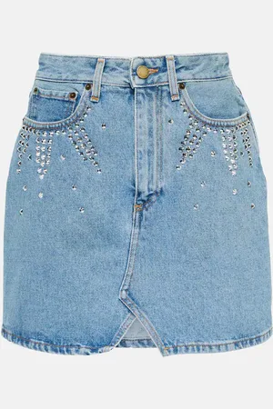 Alessandra Rich Embellished denim miniskirt