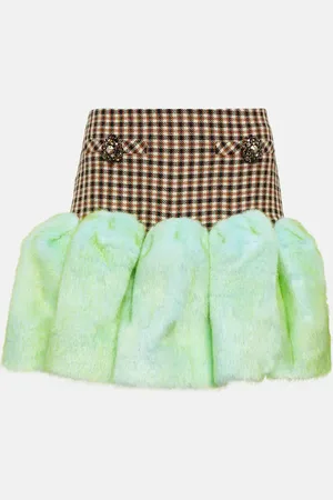 AREA Faux fur-trimmed miniskirt