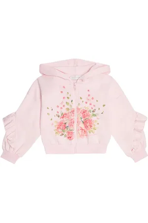MONNALISA Floral ruffled jersey hoodie