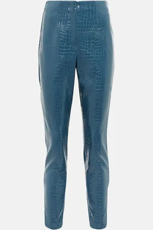 ROTATE Croc-effect faux leather slim pants