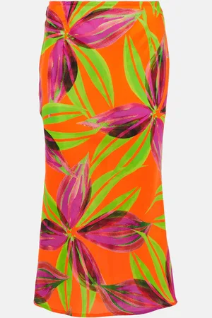 Louisa Ballou Printed bias midi skirt