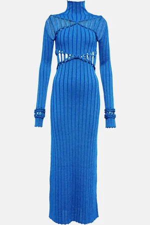 DION LEE X Braid ribbed-knit midi dress