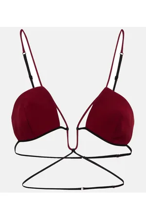 ASOS DESIGN Liv satin ruched triangle bralette in red