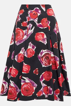 Marni Floral cotton midi skirt