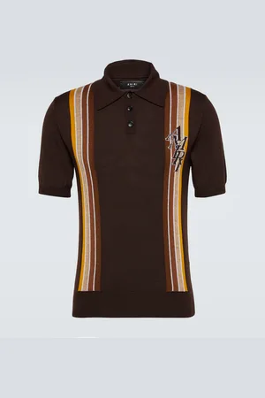 AMIRI Striped wool and cotton polo sweater