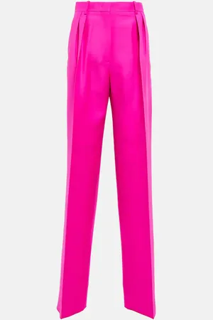 VALENTINO Straight wool and silk crÃªpe pants