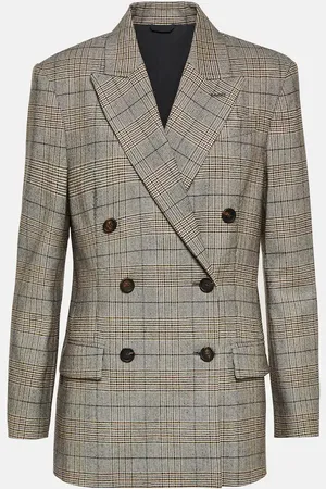 Brunello Cucinelli Checked wool and cotton-blend blazer
