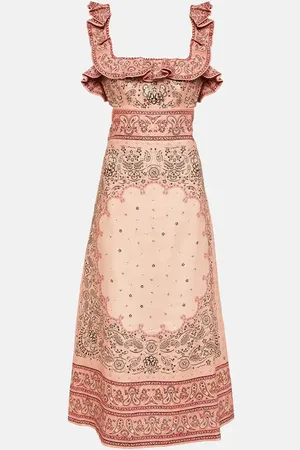 ZIMMERMANN Matchmaker printed linen midi dress