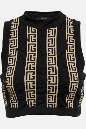 Balmain Monogram wool-blend crop top