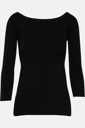 VERONICA BEARD Derick ribbed-knit off-shoulder sweater