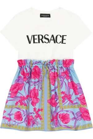 VERSACE Acid Bouquet logo cotton dress