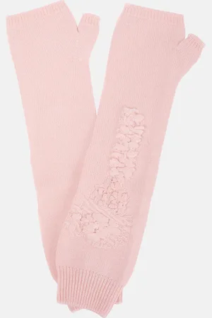 Barrie Embroidered fingerless cashmere gloves