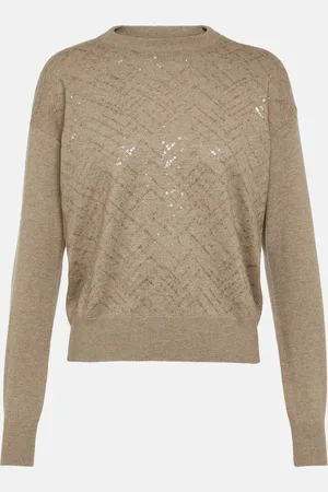 Brunello Cucinelli Embellished wool, cashmere, and silk sweater