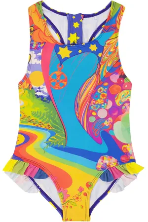 Stella McCartney Ruffle-trimmed printed swimsuit