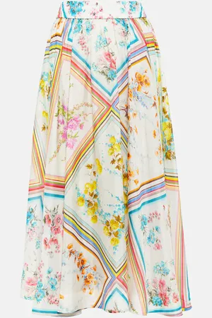 ZIMMERMANN Halcyon floral silk midi skirt